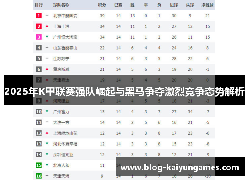 2025年K甲联赛强队崛起与黑马争夺激烈竞争态势解析